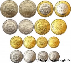CENTRAL AFRICAN STATES série de 8 monnaies 1, 2, 5, 10, 25, 50, 100 et 500 Francs CEMAC fruits tropicaux 2006 Paris