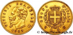 ITALIEN 5 Lire Victor Emmanuel II roi d’Italie 1863 Turin - T