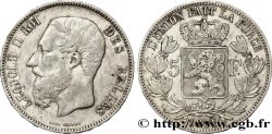 BELGIQUE 5 Francs Léopold II / Écu couronné 1870 