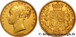 UNITED KINGDOM 1 Souverain Victoria buste jeune variété avec numéro de coin n°110 1871 Londres