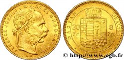 HONGRIE 20 Francs or ou 8 Forint, 2e type François-Joseph Ier 1880 Kremnitz