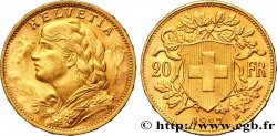 SUISSE 20 Francs or  Vreneli  jeune fille / croix suisse 1927 Berne - B