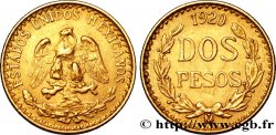 MEXIKO 2 Pesos or Aigle du Mexique 1920 Mexico
