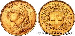 SUISSE 20 Francs or  Vreneli  1935 Berne