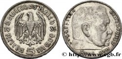 DEUTSCHLAND 5 Reichsmark Maréchal Paul von Hindenburg 1935 Muldenhütten - E