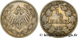 GERMANY 1/2 Mark Empire aigle impérial 1907 Hambourg - J