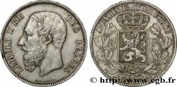 BELGIQUE 5 Francs Léopold II / Écu couronné 1869 