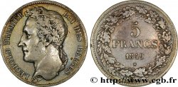 BELGIEN 5 Francs Léopold Ier tête laurée 1849 