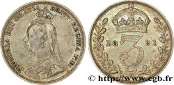 ROYAUME-UNI 3 Pence Victoria buste du jubilé 1891 