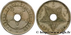 BELGISCH-KONGO 5 Centimes monogrammes du roi Albert 1921 