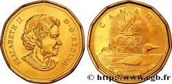 CANADA 1 Dollar Lucky Loonie : Elisabeth II / canard, flamme et anneaux olympiques 2004