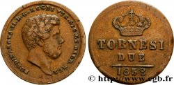 ITALY - KINGDOM OF THE TWO SICILIES 2 Tornesi Royaume des Deux-Siciles, Ferdinand II / écu couronné type à 5 pétales 1858 Naples