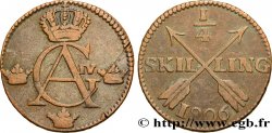 SVEZIA 1/4 Skilling monogramme du roi Gustave IV Adolphe 1806 