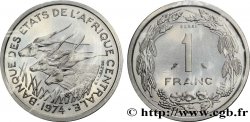 ÉTATS DE L AFRIQUE CENTRALE Essai de 1 Franc antilopes 1974 Paris