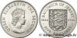 JERSEY 5 Shilling Elisabeth II / armes du Baillage de Jersey 1966 