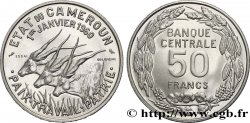 CAMEROUN Essai de 50 Francs Etat du Cameroun, commémoration de l’indépendance, antilopes 1960 Paris