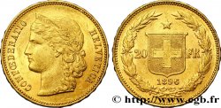 SWITZERLAND 20 Francs or Helvetia 1896 Berne