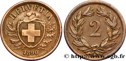 SWITZERLAND 2 Centimes (Rappen) croix suisse 1890 Berne - B