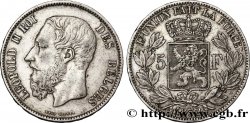 BELGIQUE 5 Francs Léopold II / Écu couronné 1872 