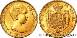 ESPAGNE 20 Pesetas Alphonse XIII 1890 Madrid