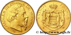 MONACO 20 Francs or, Charles III variété “7” haut 1878 Paris