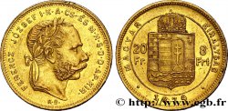 UNGARN 20 Francs or ou 8 Forint, 1e type François-Joseph Ier 1874 Kremnitz