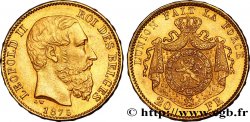 BELGIQUE 20 Francs or Léopold II 1875 Bruxelles