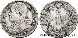 VATICAN AND PAPAL STATES 2 Lire Pie IX an XXII 1867 Rome