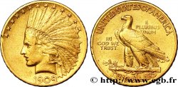 ÉTATS-UNIS D AMÉRIQUE 10 Dollars or  Indian Head , 2e type 1909 Philadelphie
