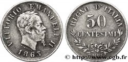 ITALIE 50 Centesimi Victor Emmanuel II 1863 Milan - M