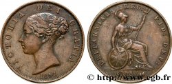 ROYAUME-UNI 1/2 Penny Victoria “tête jeune” 1854 