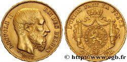 BÉLGICA 20 Francs or Léopold II 1868 Bruxelles