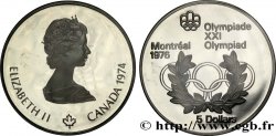 CANADá
 5 Dollars Proof JO Montréal 1976 anneaux olympiques / Elisabeth II 1974 