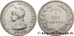 PORTUGUESE INDIA 1 Roupie Allégorie de la République Portugaise 1912 