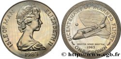 ÎLE DE MAN 1 Crown bicentenaire du premier vol habité : Elisabeth II / navette “Orbiter” 1983