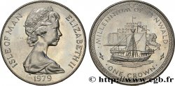 ÎLE DE MAN 1 Crown Millénaire du Tynwald (parlement) voilier anglais et fort de Rushen 1979