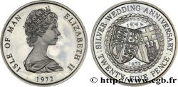 ISLA DE MAN 1 Crown Proof Elisabeth II noce d’argent 1972 
