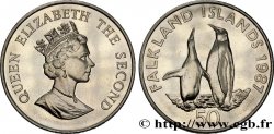 ISLAS MALVINAS 50 Pence Manchots royaux 1987 