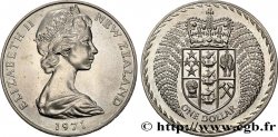 NOUVELLE-ZÉLANDE 1 Dollar Elisabeth II / Emblème couronné entouré de fougères 1971 British Royal Mint, Llantrisant