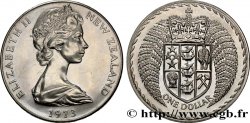 NOUVELLE-ZÉLANDE 1 Dollar Elisabeth II / Emblème couronné entouré de fougères 1973 Canberra