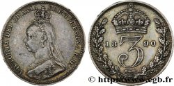 REINO UNIDO 3 Pence Victoria buste du jubilé 1890 