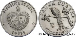 CUBA 1 Peso armes / série Faune Cubaine / Tocororo 1981 