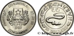 SINGAPORE 10 Dollars année du serpent : emblème / serpent 1989 