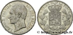 BELGIQUE 5 Francs Léopold Ier tête nue 1853