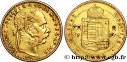 HUNGARY 20 Francs or ou 8 Forint François-Joseph Ier 1889 Kremnitz