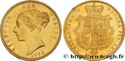 ROYAUME-UNI 1/2 Souverain Victoria buste jeune / blason type avec coin numéroté : coin n°52 1874 Londres