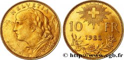 SUISSE 10 Francs or  Vreneli  1922 Berne