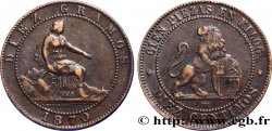ESPAGNE 10 Centimos monnayage provisoire “ESPAÑA” assise / lion au bouclier 1870 Oeschger Mesdach & CO