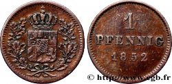 ALLEMAGNE - BAVIÈRE 1 Pfennig Royaume de Bavière, écu couronné 1852 