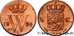 PAESI BASSI 1/2 Cent  emblème monogramme de Guillaume III 1854 Utrecht